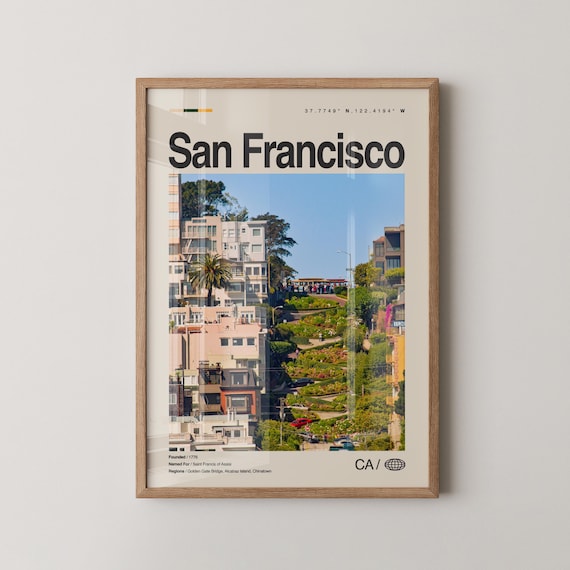San Francisco California Lombard Street Minimalist Travel Poster