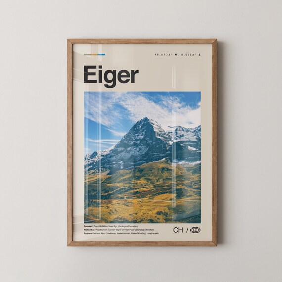 Eiger Print Wall Art Poster Photo Dcor Map Switzerland
