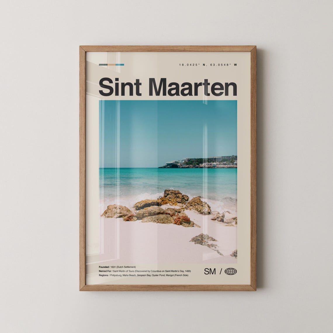 Sint Maarten Print No 2 Wall Art Poster Photo Map Caribbean