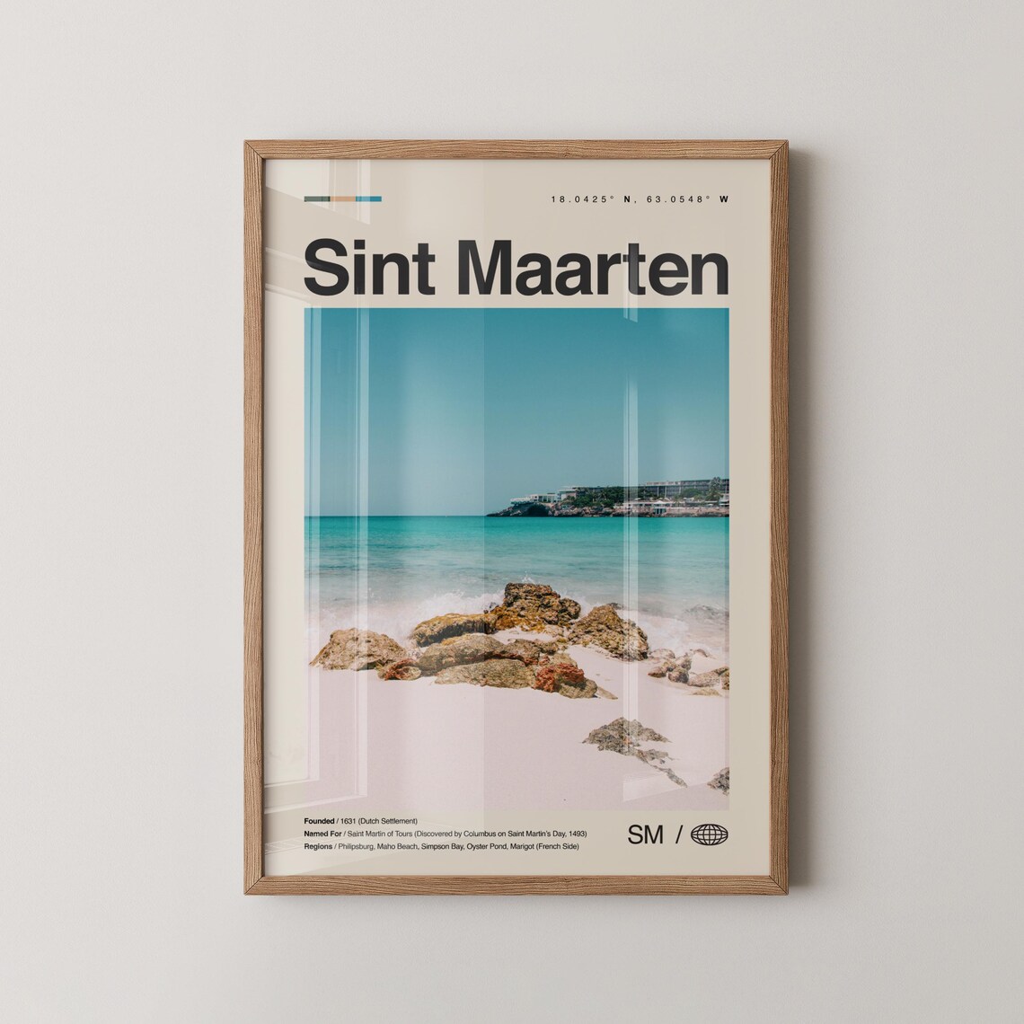 Sint Maarten White Sand Beach Rocky Cove Photo Travel Poster