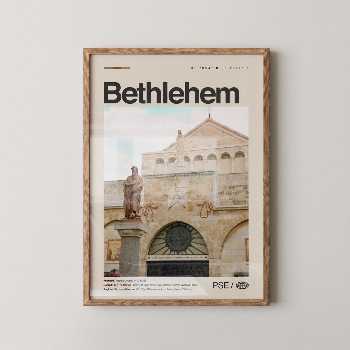 Bethlehem Church of the Nativity Photo Coordinates PSE Poster