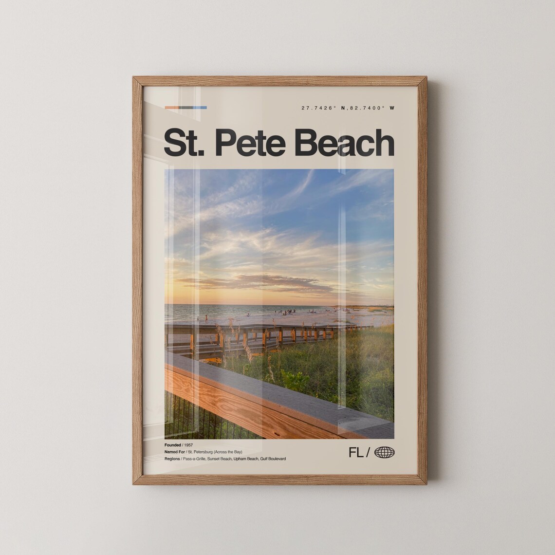 St Pete Beach Florida Travel Poster, Pass-a-Grille