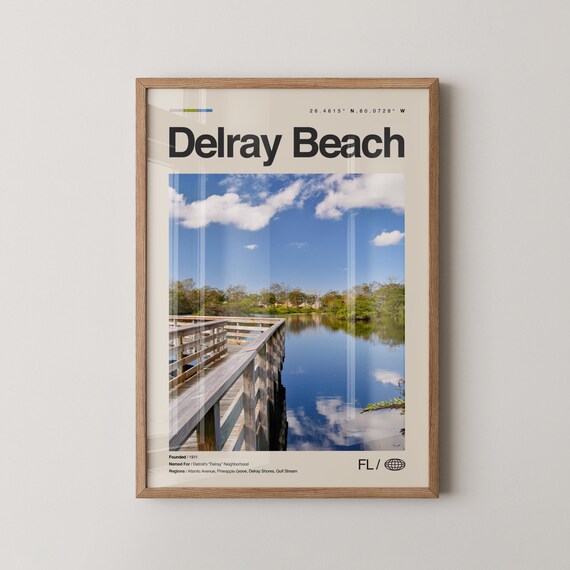 Delray Beach Florida Boardwalk Wetlands Reflection Travel Poster