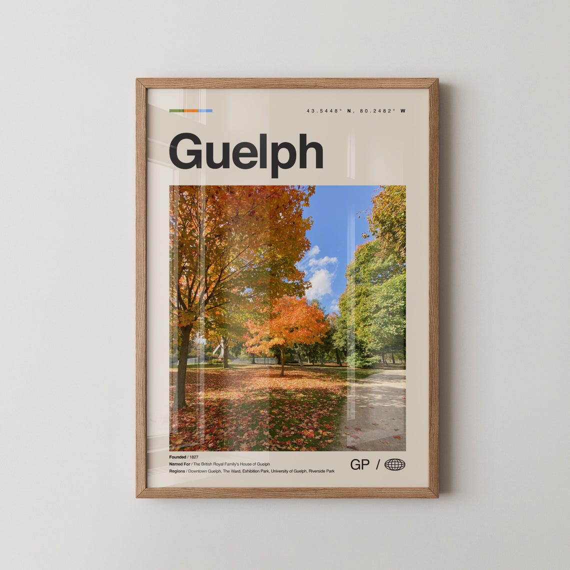 Guelph Print Wall Art Poster Photo Dcor Map Ontario Canada