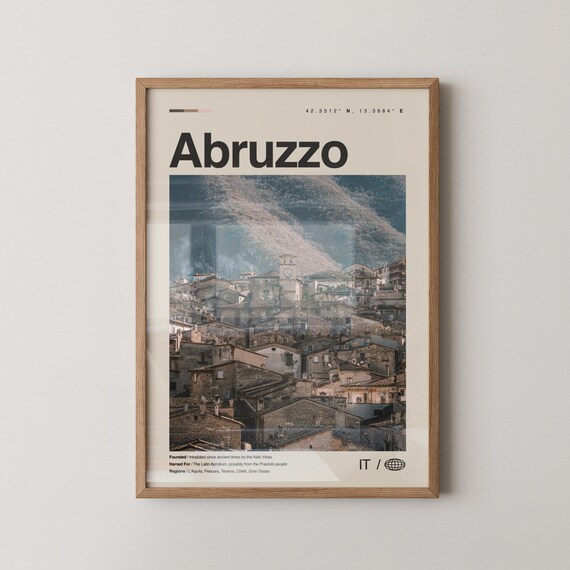 Abruzzo Print No 2 Wall Art Poster Photo Dcor Map Italy