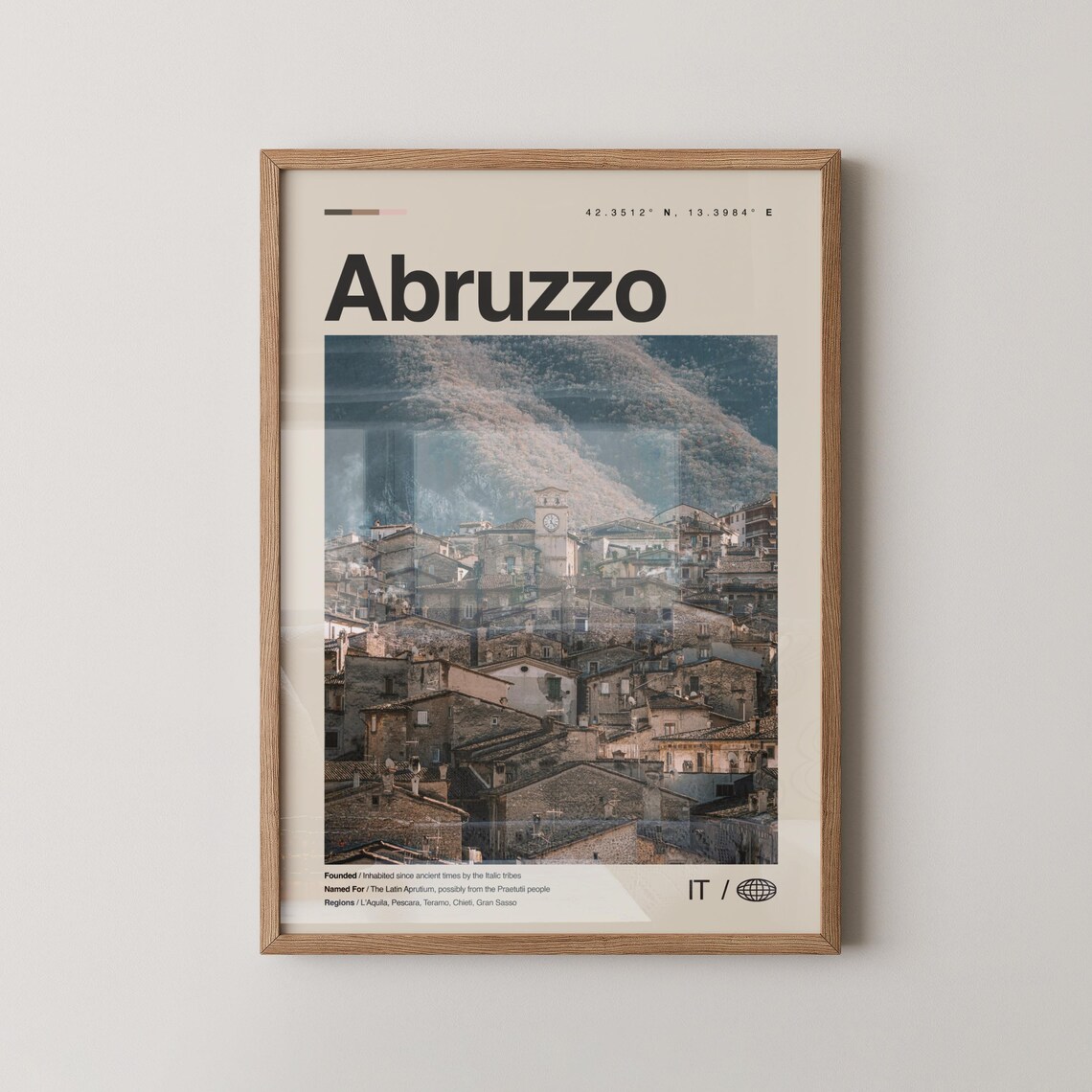 Abruzzo Print No 2 Wall Art Poster Photo Dcor Map Italy
