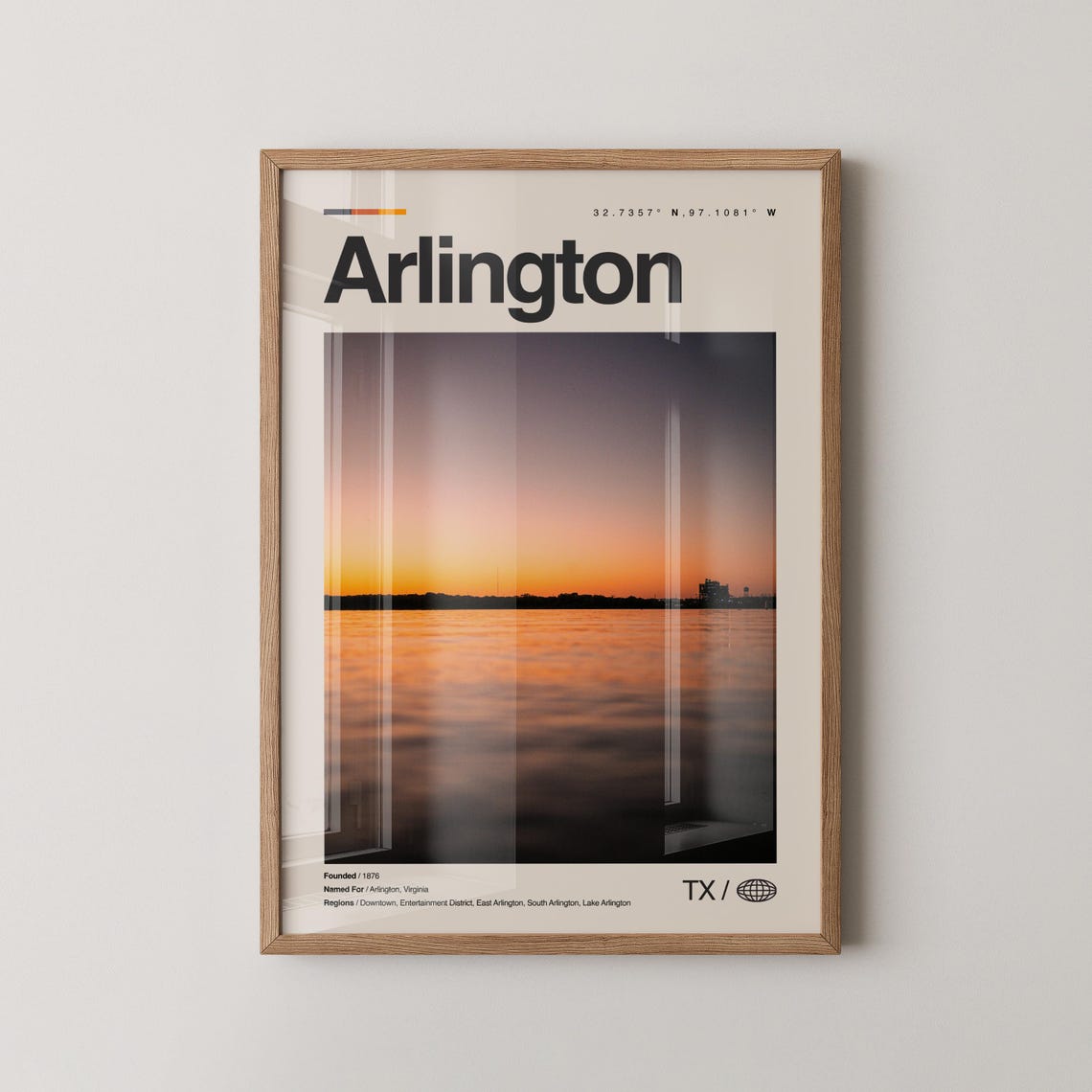 Arlington Texas Lake Sunset Waterfront Photo Travel Wall Poster