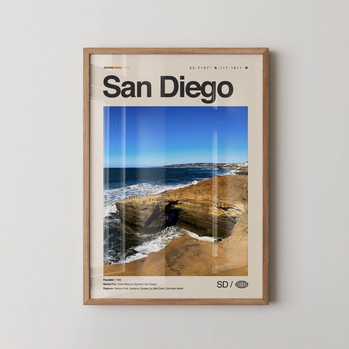 San Diego Travel Poster, Balboa Park & Gaslamp Quarter