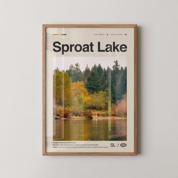 Sproat Lake Print Wall Art Poster Photo Dcor Map