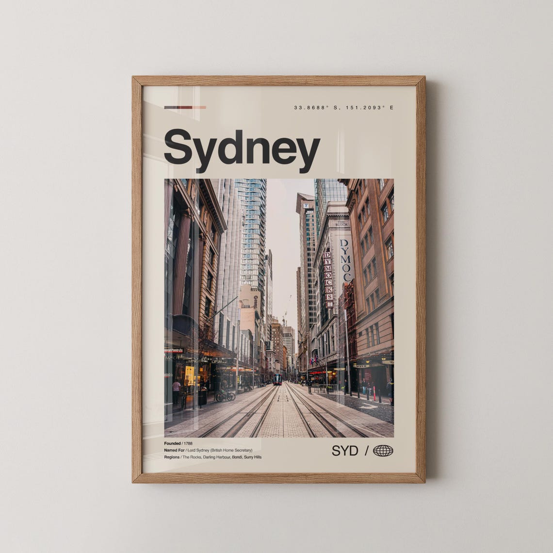 Sydney New South Wales City Street Tram Lines Australia Travel Poster