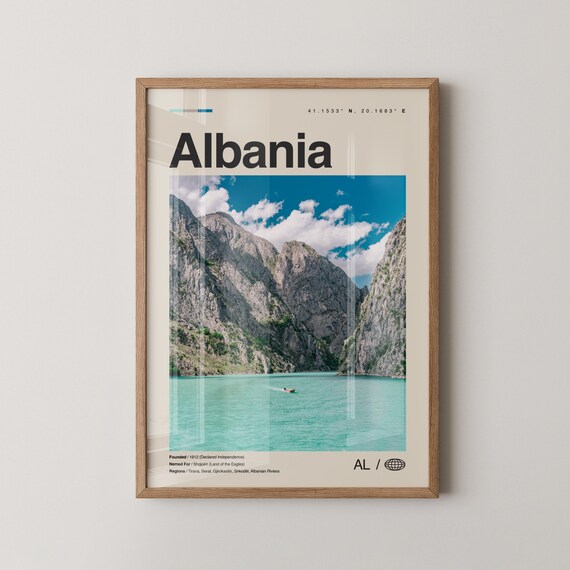 Albania Turquoise Canyon Lake Mountain Valley Photo Travel Poster