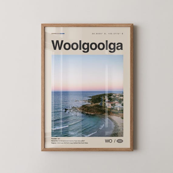 Woolgoolga Print Wall Art Poster Photo Dcor Map Australia