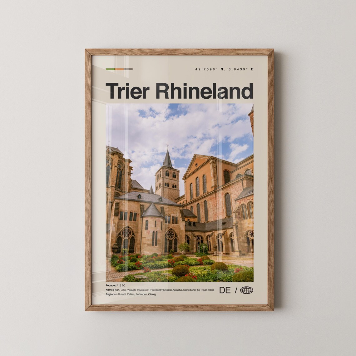 Trier Rhineland Print Wall Art Poster Photo Dcor Map