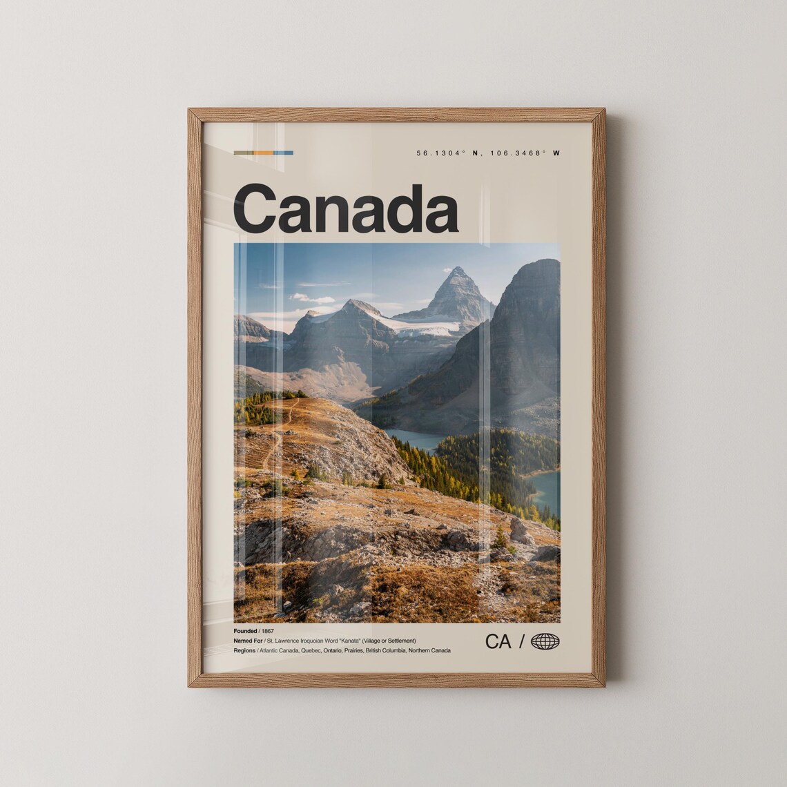 Canada Rocky Mountain Wilderness Landscape Photo Poster With Mountain Facts