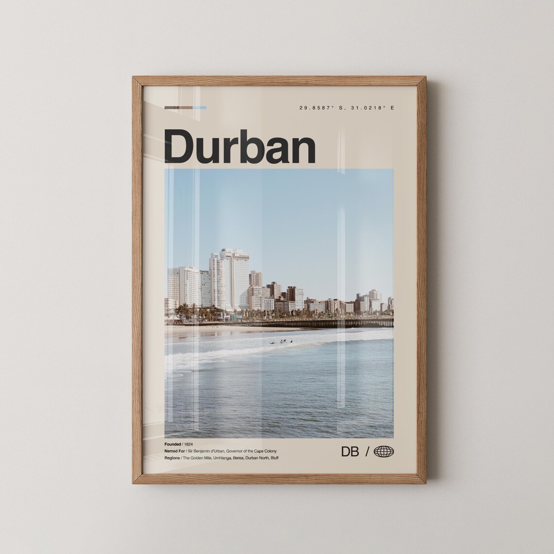 Durban South Africa Beach Photo Travel Poster With Skyline Coast