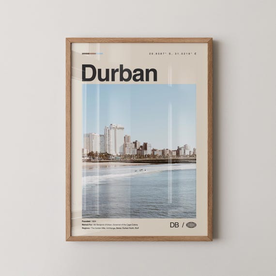 Durban Print Wall Art Poster Photo Dcor South Africa Kwazulunatal Ethekwini