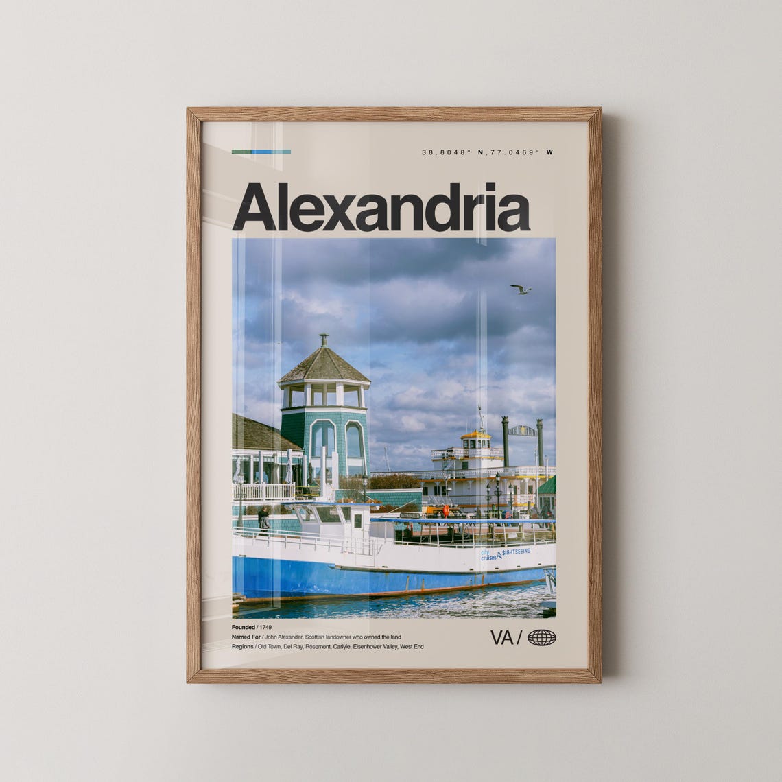 Alexandria Virginia Waterfront Minimalist Coordinates Travel Poster