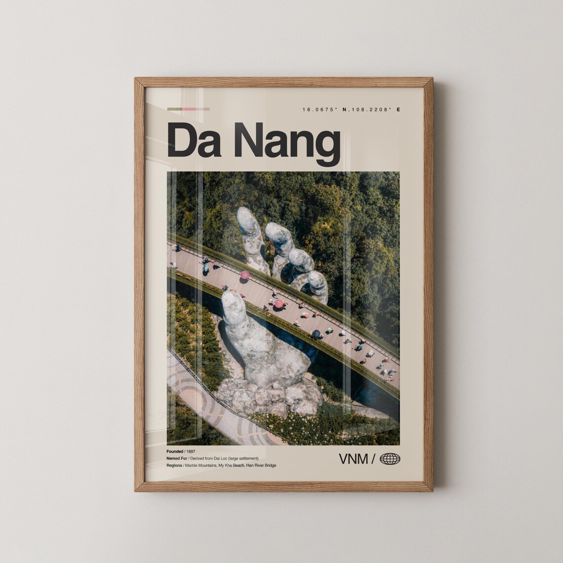 Da Nang Vietnam Travel Art Giant Golden Bridge Hands Art Print