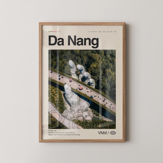 Da Nang Vietnam Travel Art Giant Golden Bridge Hands Art Print