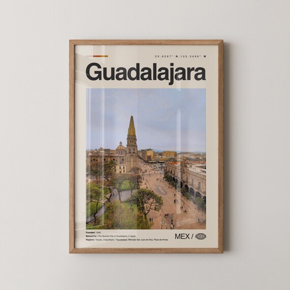 Guadalajara Mexico Cathedral Plaza Minimalist City Travel Poster