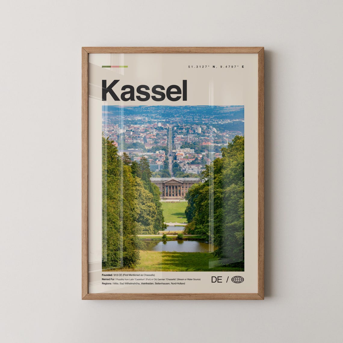Kassel Print Wall Art Poster Photo Dcor Map Germany