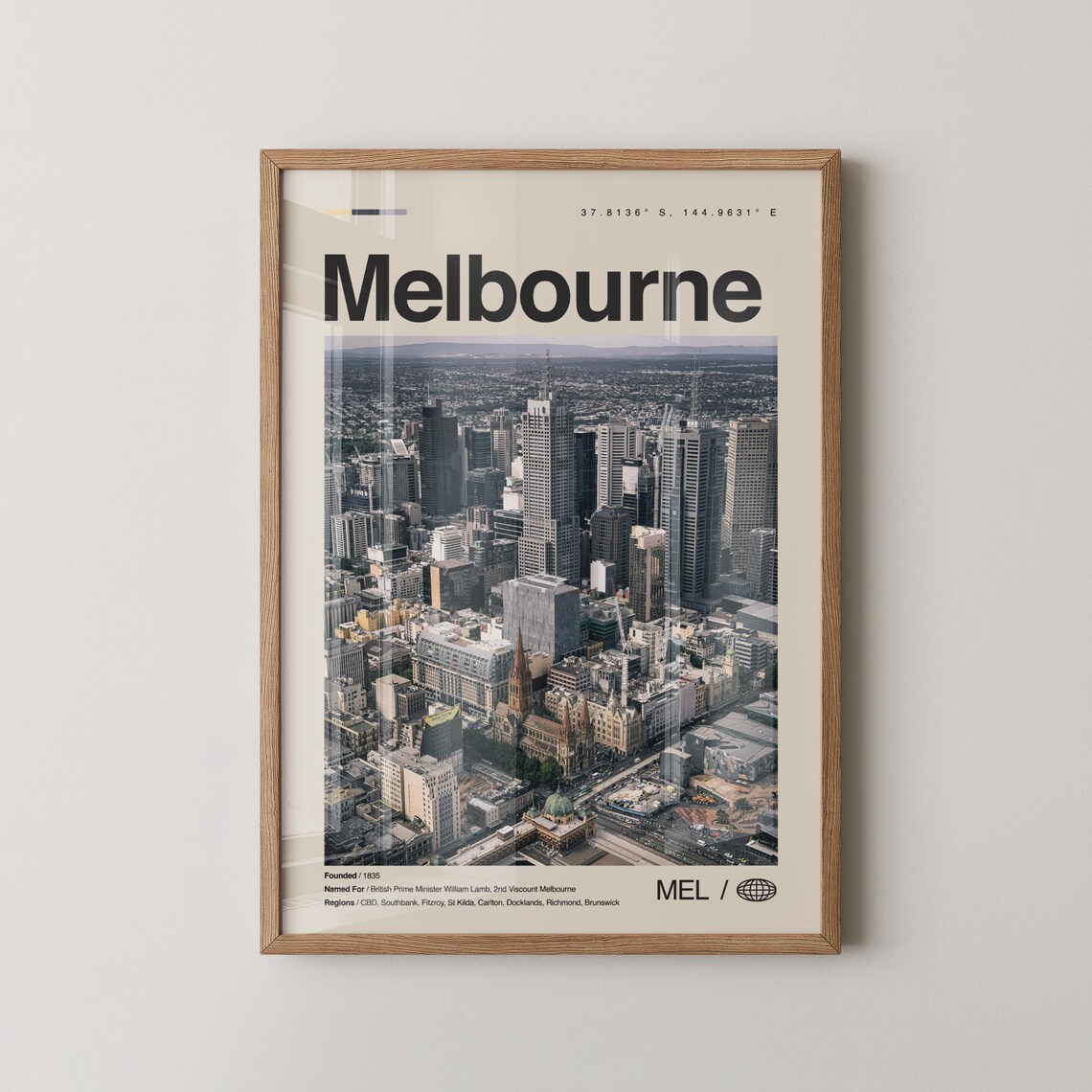 Melbourne Australia City Skyscrapers Aerial View Photo Travel Poster