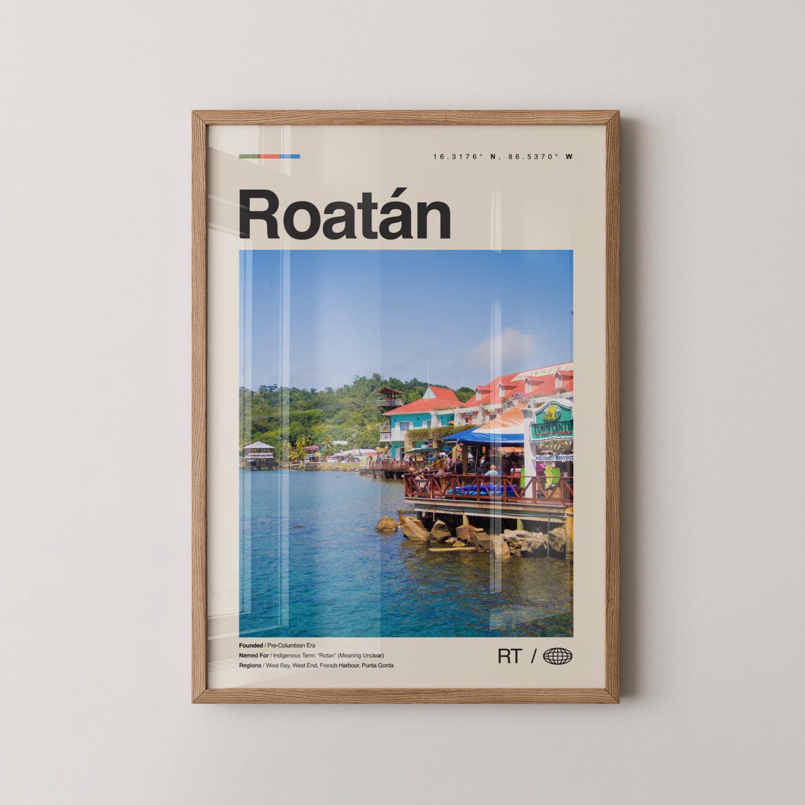 Roatan Print Roatn Wall Art Poster Photo Dcor Map Honduras
