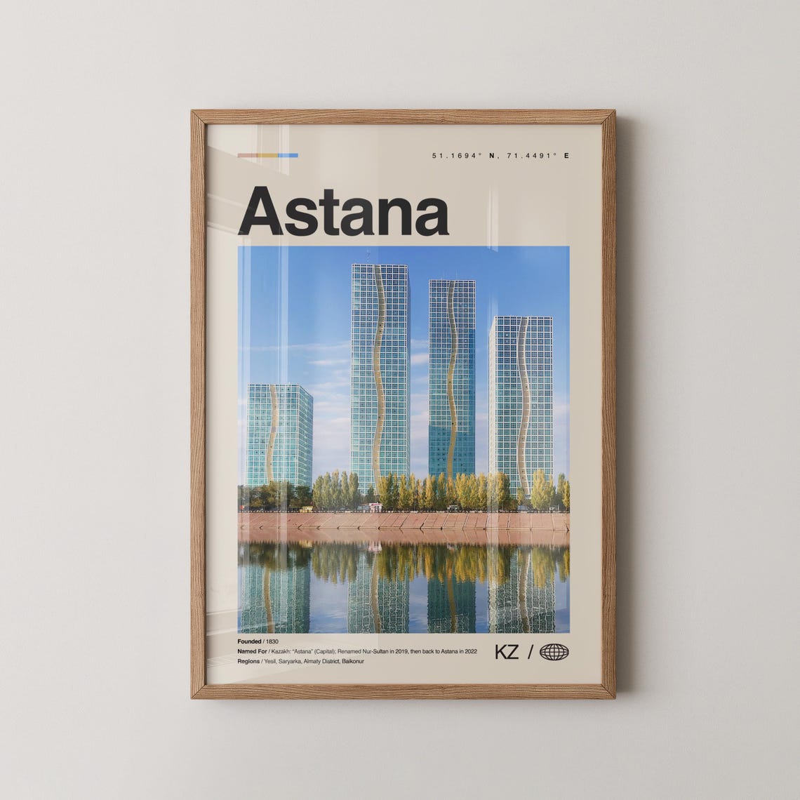 Astana Kazakhstan Modern Skyline Towers Minimalist Travel Poster