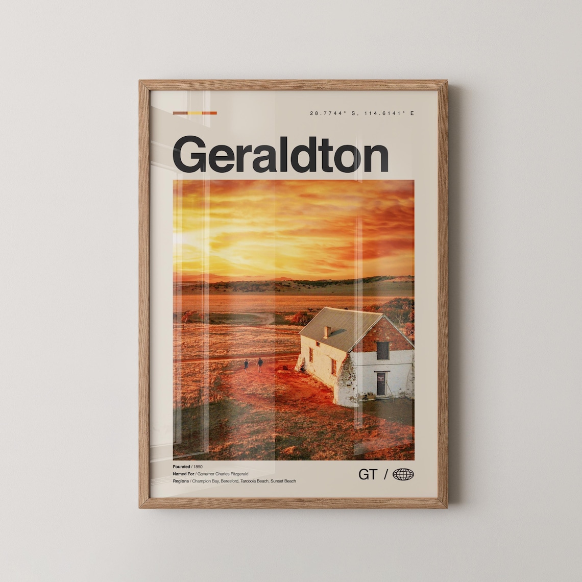 Geraldton Western Australia Sunset Outback Cottage Travel Poster