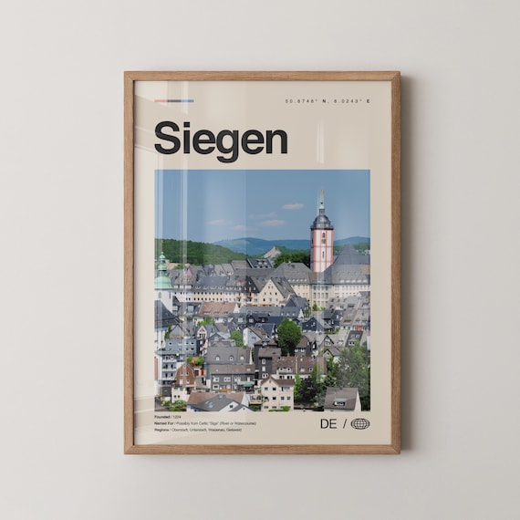 Siegen Print Wall Art Poster Photo Dcor Map Germany
