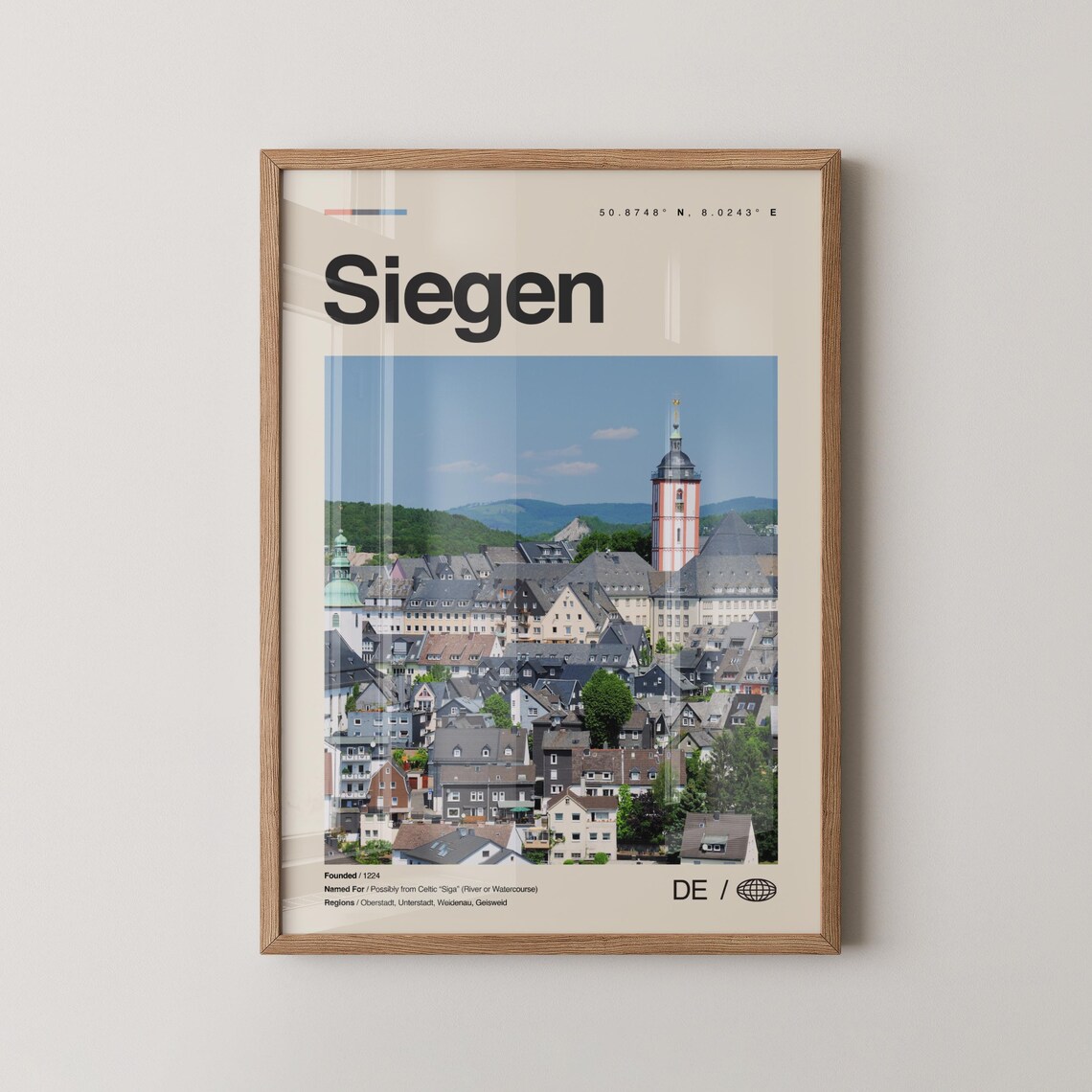 Siegen Print Wall Art Poster Photo Dcor Map Germany