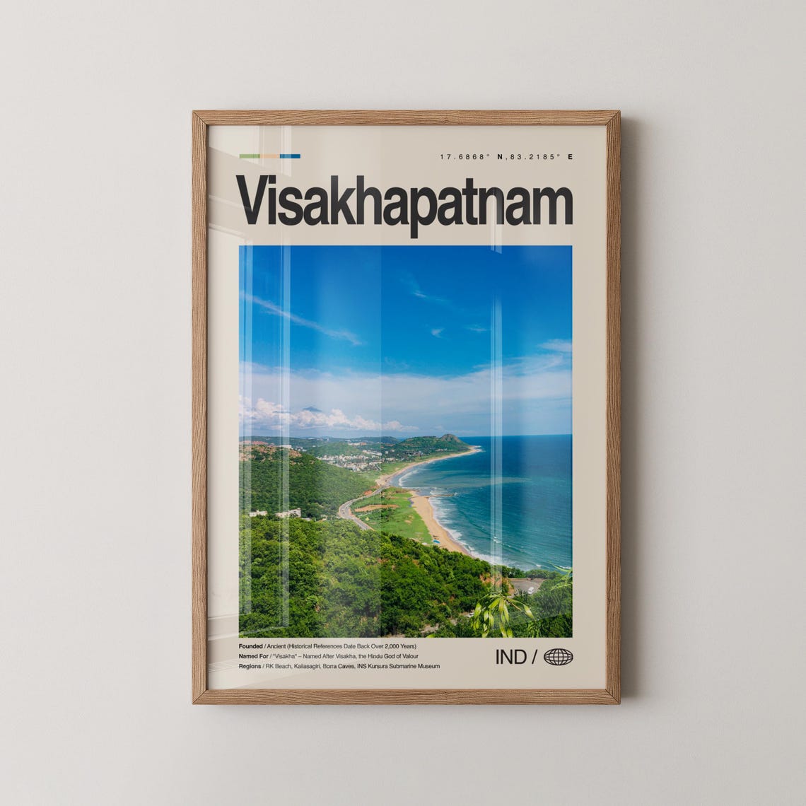 Visakhapatnam India RK Beach Aerial Shoreline Coast Travel Poster