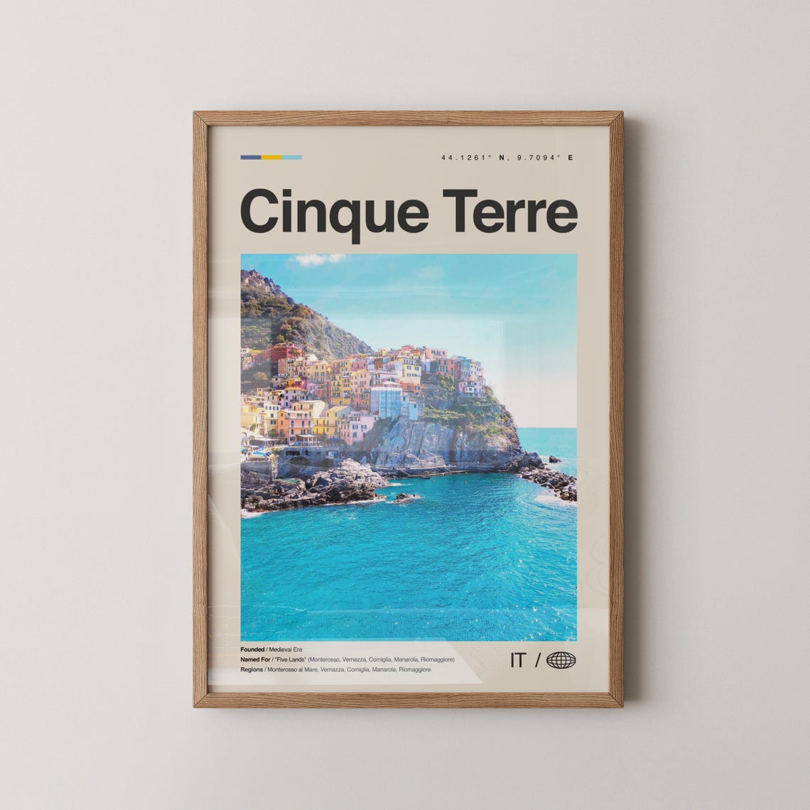 Cinque Terre Italy Five Lands Cliff Village Photo Travel Poster