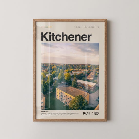 Kitchener Print Wall Art Poster Photo Dcor Map Ontario Canada