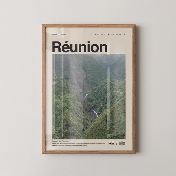 Réunion Island Green Canyon Photo Minimalist Adventure Travel Poster