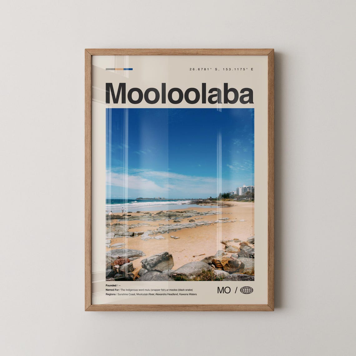 Mooloolaba Print Wall Art Poster Photo Dcor Map