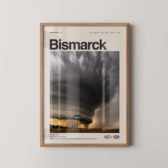 Bismarck North Dakota Storm Cloud Lightning City Photo Poster