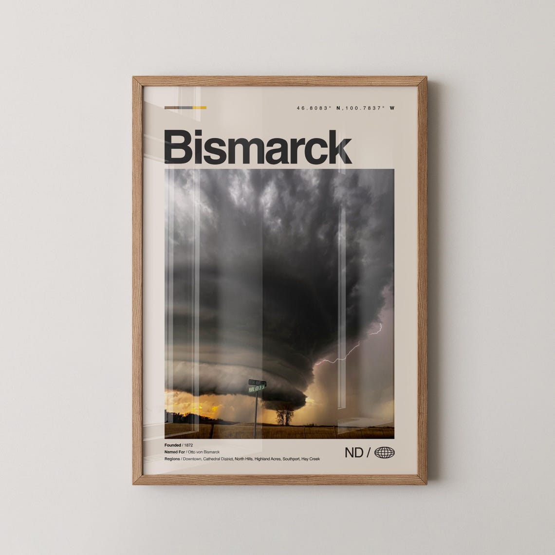 Bismarck North Dakota Storm Cloud Lightning City Photo Poster