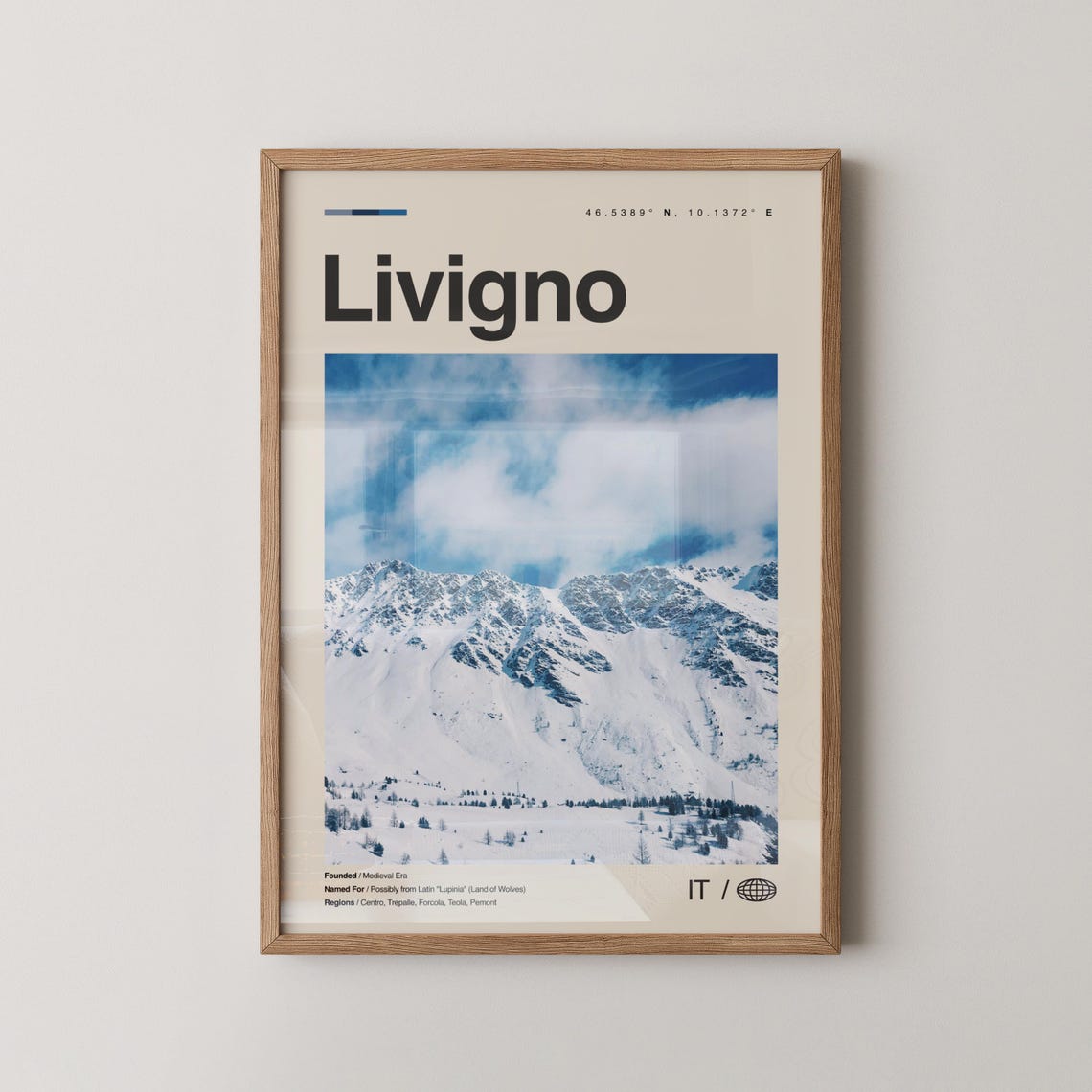Livigno Italy Snowy Alpine Mountain Peak Winter Travel Poster