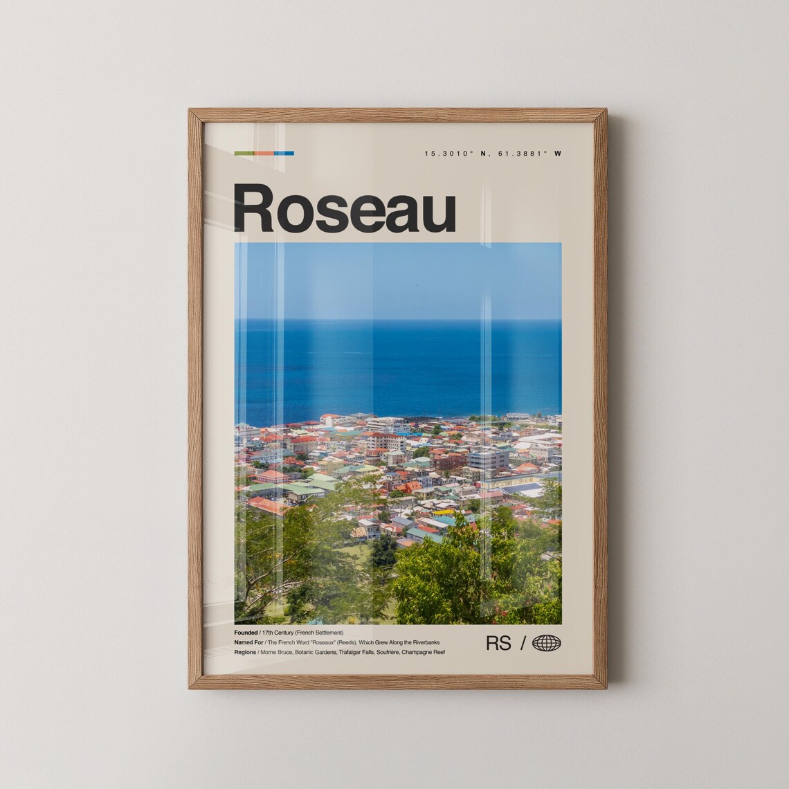 Roseau Dominica Caribbean City Coastline Photo Poster With Island Facts