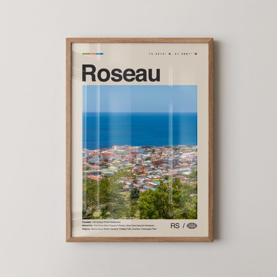 Roseau Print Wall Art Poster Photo Dcor Dominica Caribbean