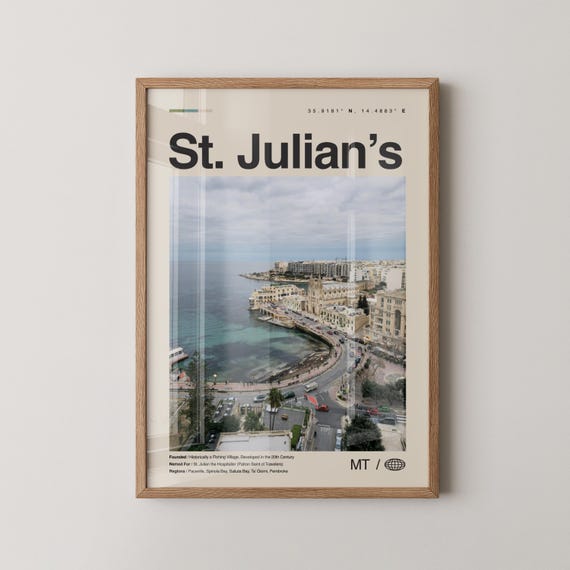 St Julians Print Wall Art Poster Photo Dcor Map