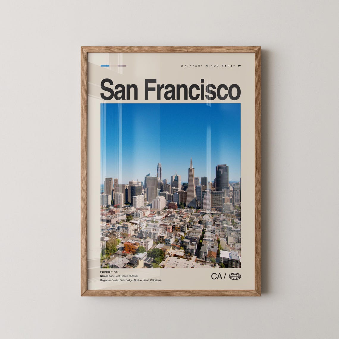 San Francisco Downtown Skyline California Travel Photo Poster Gift Art