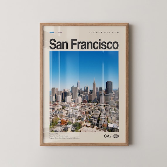 San Francisco Downtown Skyline California Travel Photo Poster Gift Art