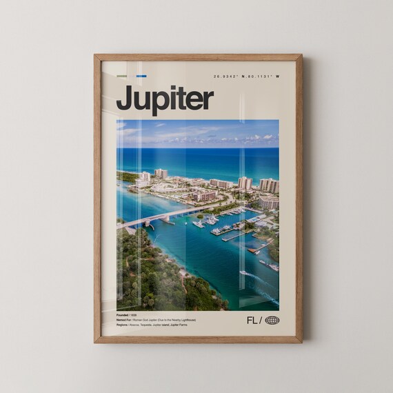 Jupiter Florida Inlet Aerial Photo Boats Marina Coast Poster