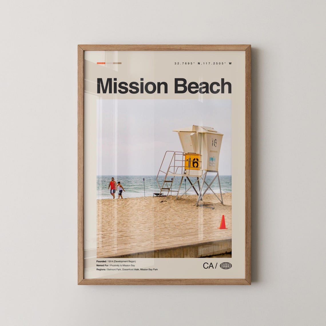Mission Beach San Diego Lifeguard Tower Sunset Travel Poster