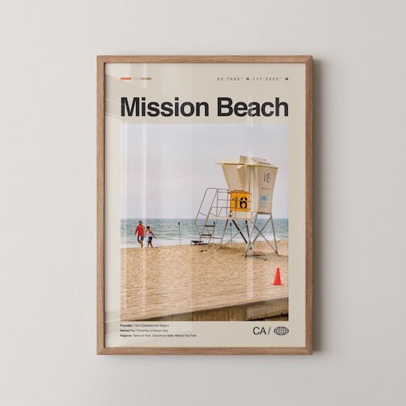 Mission Beach San Diego Lifeguard Tower Sunset Travel Poster
