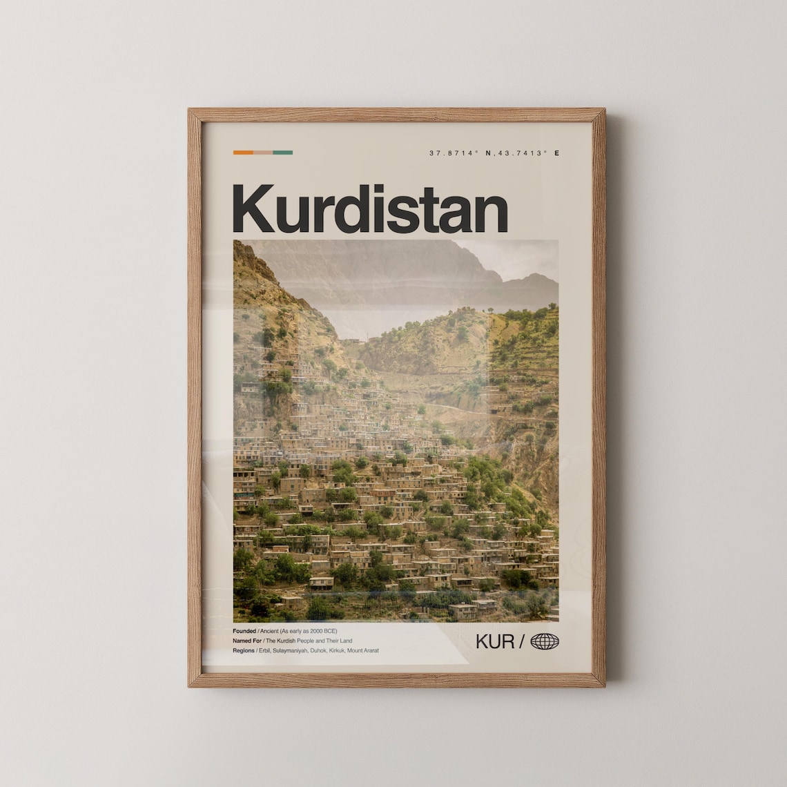 Kurdistan Travel Poster, Erbil Citadel and Dukan Lake