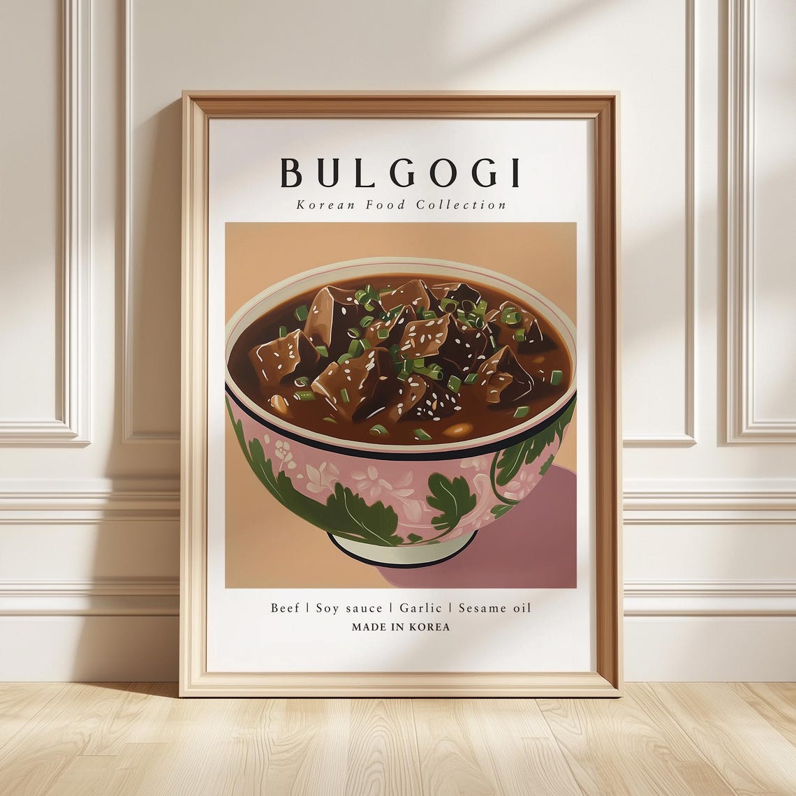 Bulgogi Korean BBQ Grilled Beef Bowl Food Collection Kitchen Poster