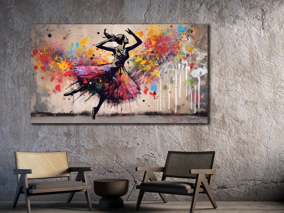 Ballerina Print Art Dancer Wall Art Colorful Painting On Modern Oil Printing Art Gift For Her Woman Dancer Wall Decor